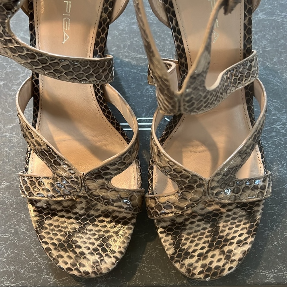 Natural Python Wedge Sandals - image 4